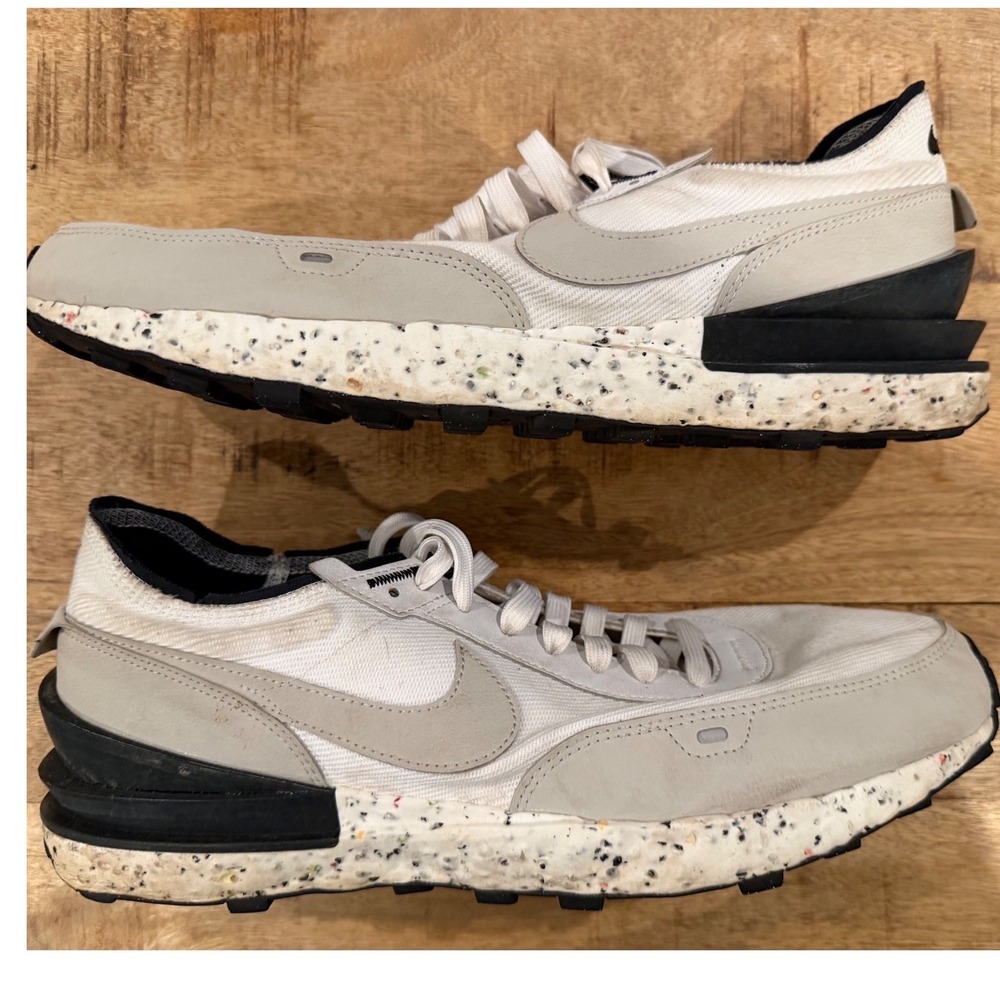 Nike Waffle One Crater Mens White Cream Black  Size 13